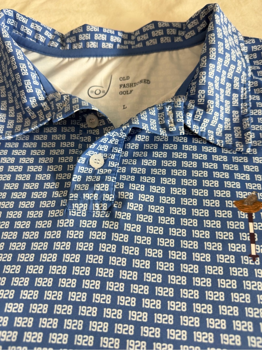 Men's Old Fashioned Golf 1928 Blue Printed Polo The Oneida Cup Performance Large